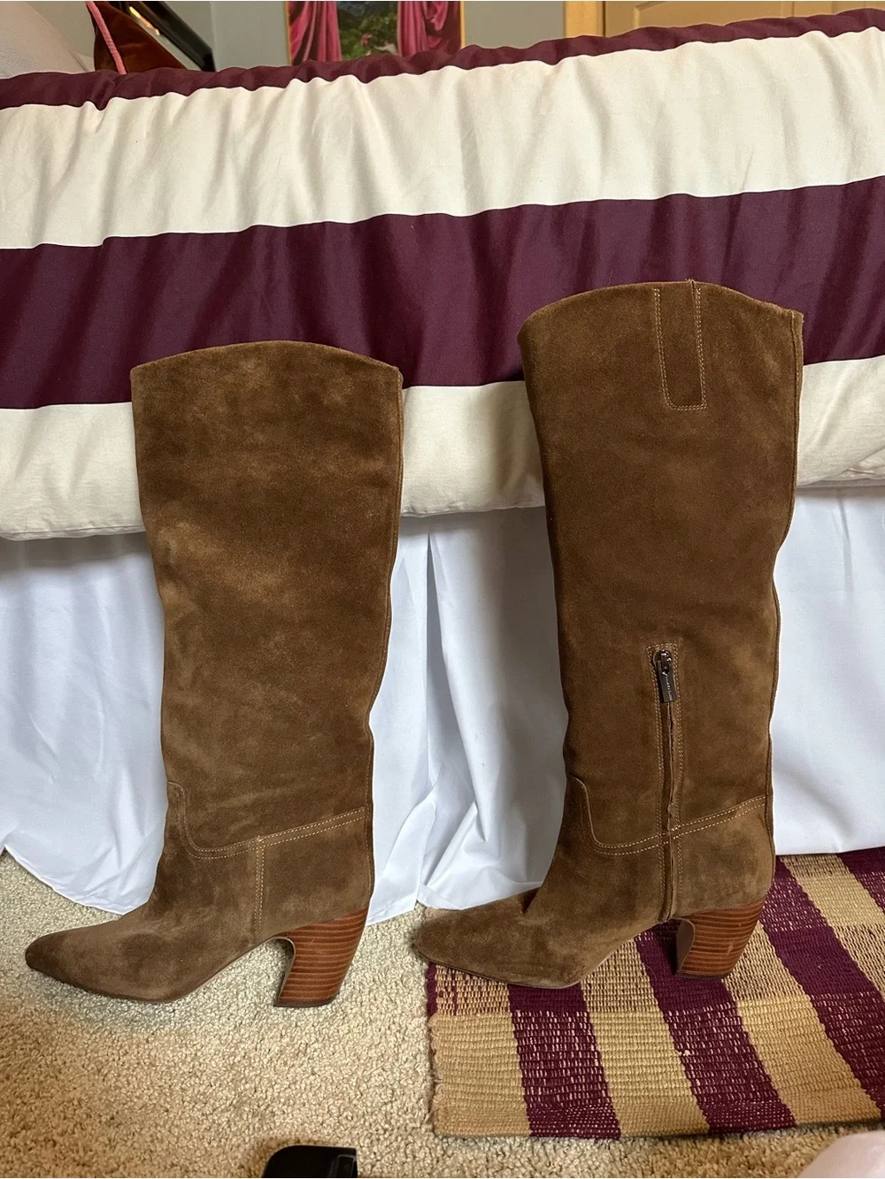 Brown Suede Knee-High Boots - wide calf sizing - Vince Camuto Cristen